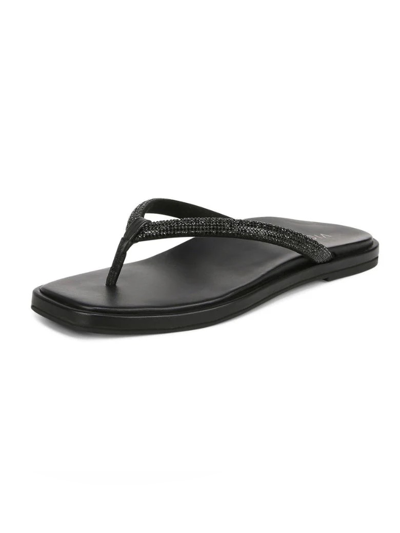Vionic Black Beaded Toe-Post Sandals